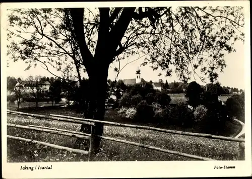 Ak Icking in Oberbayern, Ortsansicht, Kirchturm