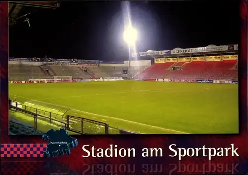 Ak Unterhaching in Oberbayern, Stadion am Sportpark, Flutlicht, Chronologie Stadionbau