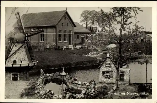 Ak Nieuwendijk Nordbrabant, Windmühle, Fluss, Haus