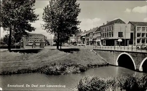 Ak Emmeloord Flevoland Niederlande, De Deel met Leeuwenbrug