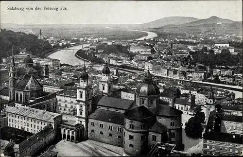 Ak Salzburg in Österreich, Panorama von der Festung aus