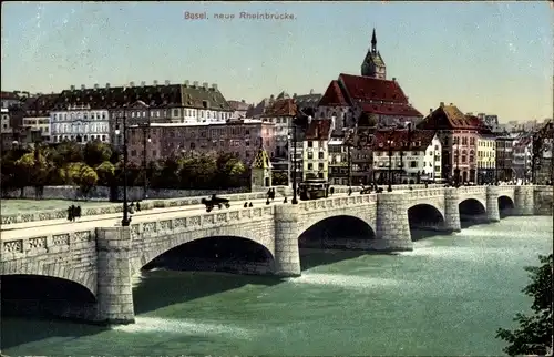 Ak Bâle Basel Stadt Schweiz, Neue Rheinbrücke