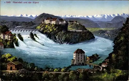 Ak Kanton Schaffhausen, Rheinfall, Alpen