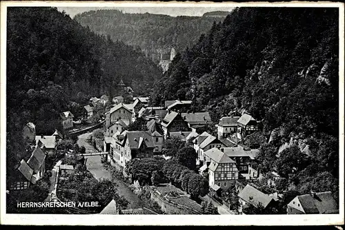 Ak Hřensko Herrnskretschen Elbe Region Aussig, Gesamtansicht