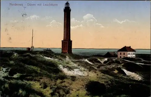 Ak Norderney in Ostfriesland, Dünen, Leuchtturm