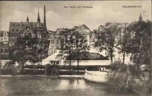 Ak Neumünster in Holstein, Am Teich, Kuhberg