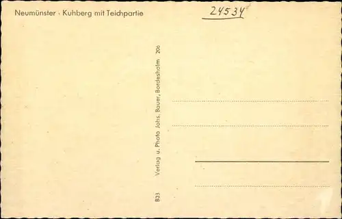 Ak Neumünster in Holstein, Kuhberg, Teichpartie