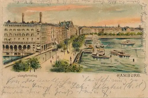 Glitzer Litho Hamburg Mitte Altstadt, Jungfernstieg