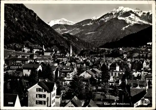 Ak Chur Kanton Graubünden, Gesamtansicht mit Weißhorn