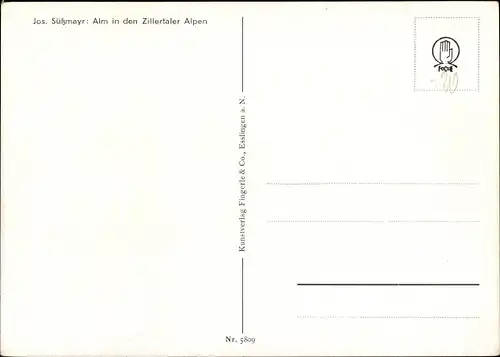 Künstler Ak Süßmayr, J.,  Zillertal Tirol, Alm in den Zillertaler Alpen