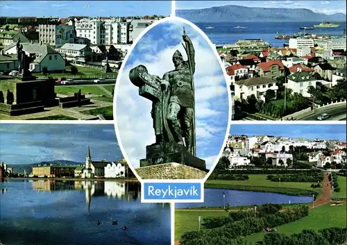 Ak Reykjavík Island, Laekjartorg, Harbour, Mt. Esja, The Lake, Lake-Park, The Statue