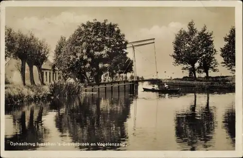 Ak Vogelenzang Nordholland Niederlande, Ophaalbrug tusschen 's Gravenbroek