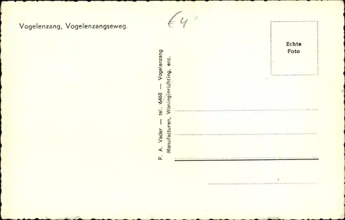 Ak Vogelenzang Nordholland Niederlande, Vogelenzangseweg