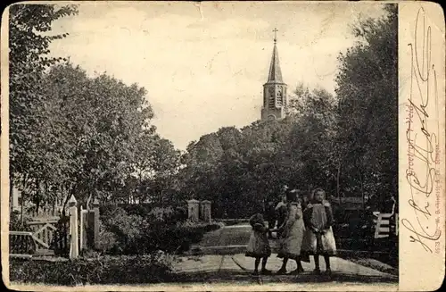 Ak 't Veld Nordholland, Parkanlagen, Kirchturm, Kinder