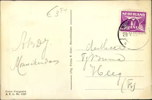 Ak Monnikendam Waterland Nordholland Niederlande, Kirchturm, Häuser