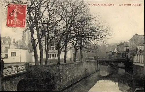 Ak Coulommiers Seine et Marne, Le Pont Rouge