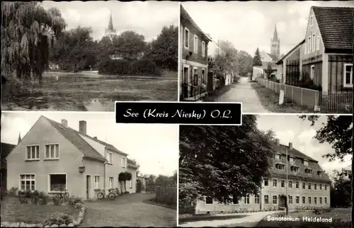 Ak See Niesky in der Oberlausitz, Sanatorium Heideland, Straßenpartie