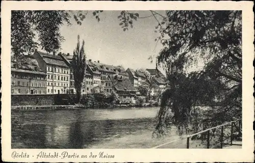 Ak Görlitz in der Lausitz, Altstadtpartie an der Neisse