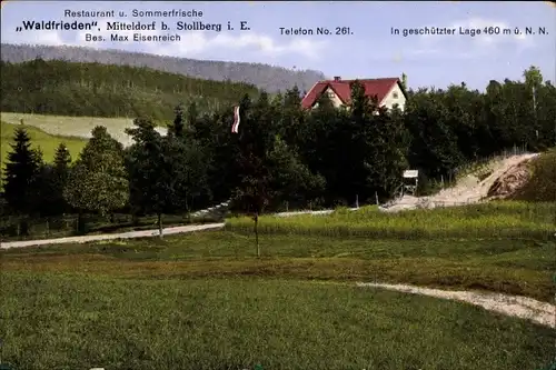 Ak Mitteldorf Stollberg im Erzgebirge, Gasthaus Waldfrieden