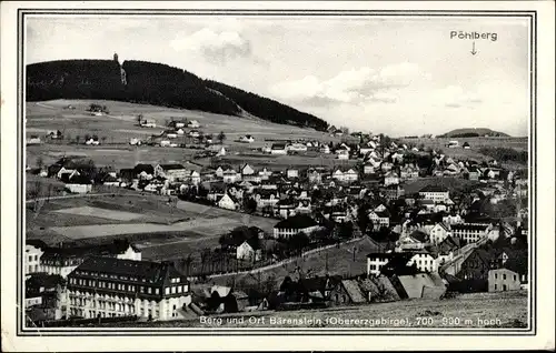 Ak Bärenstein Erzgebirge, Blick auf Berg und Ort, Pöhlberg