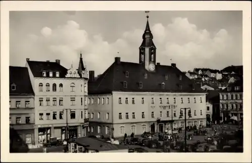 Ak Annaberg Buchholz im Erzgebirge, Marktplatz mit Rathaus