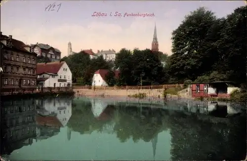 Ak Löbau Sachsen, Blick zum Funkenburgteich