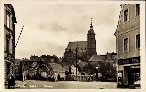 Ak Penig in Sachsen, Brücke und Kirche