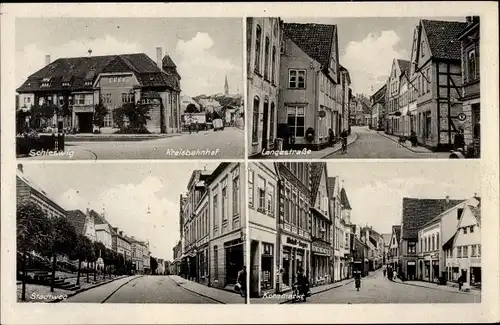 Ak  Schleswig an der Schlei, Kreisbahnhof, Straßensseite, Langestraße, Stadtweg, Kornmarkt