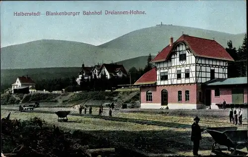 Ak Drei Annen Hohne Wernigerode am Harz, Bahnhof, Gleisseite