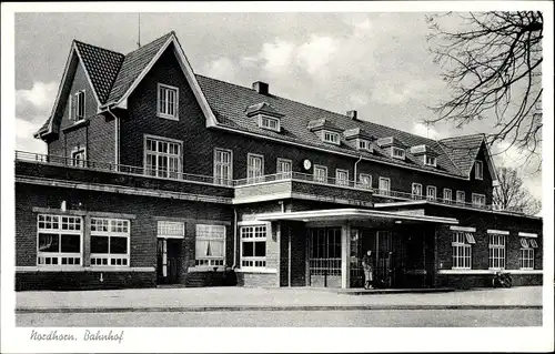 Ak Nordhorn in der Grafschaft Bentheim, Bahnhof, Straßenseite