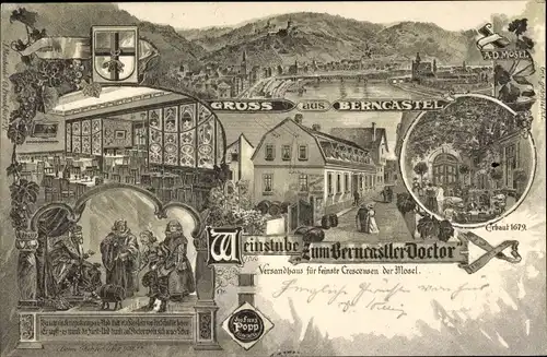 Litho Bernkastel Kues an der Mosel, Weinstube Zum Bernkastler Doctor