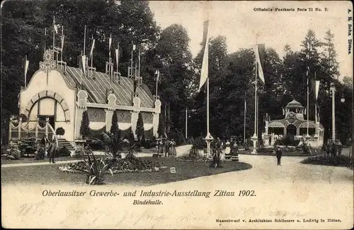 Ak Zittau in Sachsen, Oberlausitzer Gewerbe- und Industrieausstellung, Bindehalle