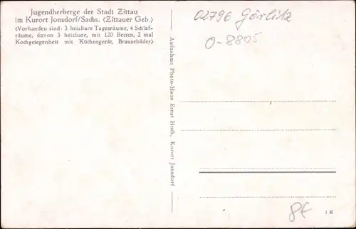 Ak Jonsdorf in Sachsen, Jugendherberge der Stadt Zittau