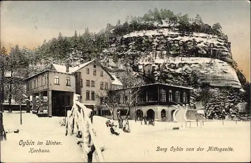 Ak Oybin in Sachsen, Blick auf das Kurhaus im Winter, Schnee