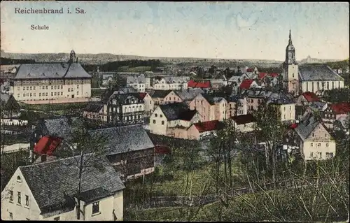 Ak Reichenbrand Chemnitz in Sachsen, Teilansicht mit Schule