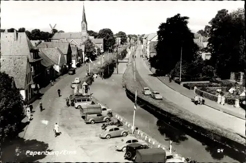 Ak Papenburg Ems, Partie am Hauptkanal, Kirche, Mühle