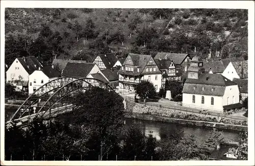 Ak Obernhof an der Lahn, Gasthaus Bingel, Emil Sprecher, Brücke