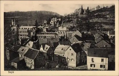 Ak Sayn Bendorf in Rheinland Pfalz, Teilansicht mit Ruine