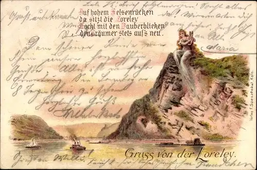Litho Sankt Goarshausen am Rhein, Loreley