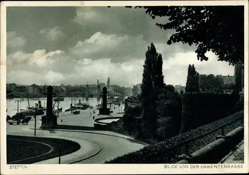 Ak Szczecin Stettin Pommern, Blick von der Hakenterrasse