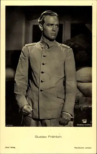 Ak Schauspieler Gustav Fröhlich, Portrait, Uniform, Ross