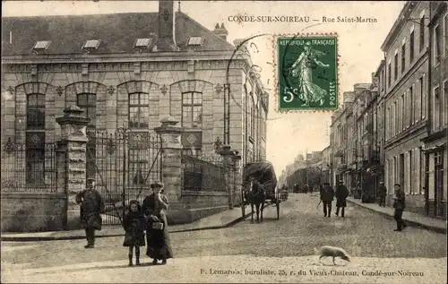 Ak Condé sur Noireau Calvados, Rue Saint Martin
