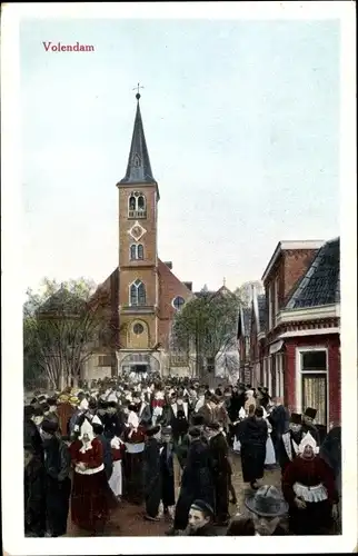 Ak Volendam Nordholland Niederlande, Kirche, Anwohner