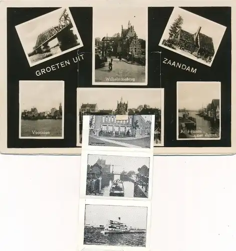 Leporello Ak Zaandam Zaanstad Nordholland, Voorzaan, Wilhelminabrug, Achterzaan, Kerk