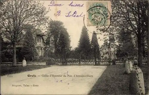 Ak Gretz Seine et Marne, Grille d'Honneur du Parc d'Armainvilliers