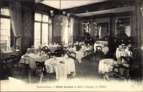 Ak Fontainebleau Seine et Marne, Hotel Launoy, Salle a Manger de l'Hotel