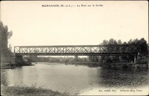 Ak Morannes Maine et Loire, le Pont su la Sarthe, Brücke über die Sarthe