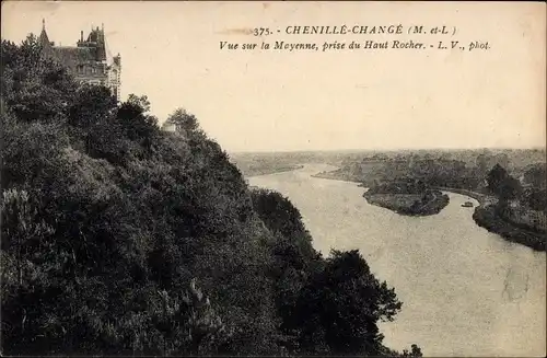 Ak Chenillé-Changé Maine et Loire, la Mayenne du Haut Rocher, Blick auf die Mayenne vom Hohen Fels