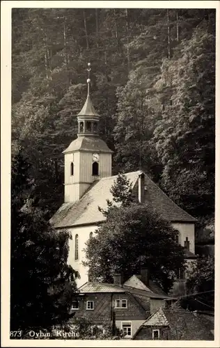 Ak Oybin Sachsen, Blick auf die Kirche, Böschung, Haus
