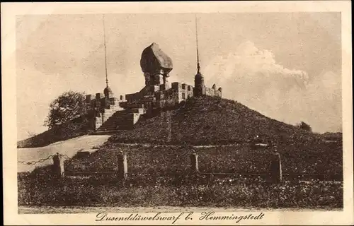 Ak Epenwöhrden in Dithmarschen, Landesdenkmal Dusenddüwelswarf, Schlacht bei Hemmingstedt
